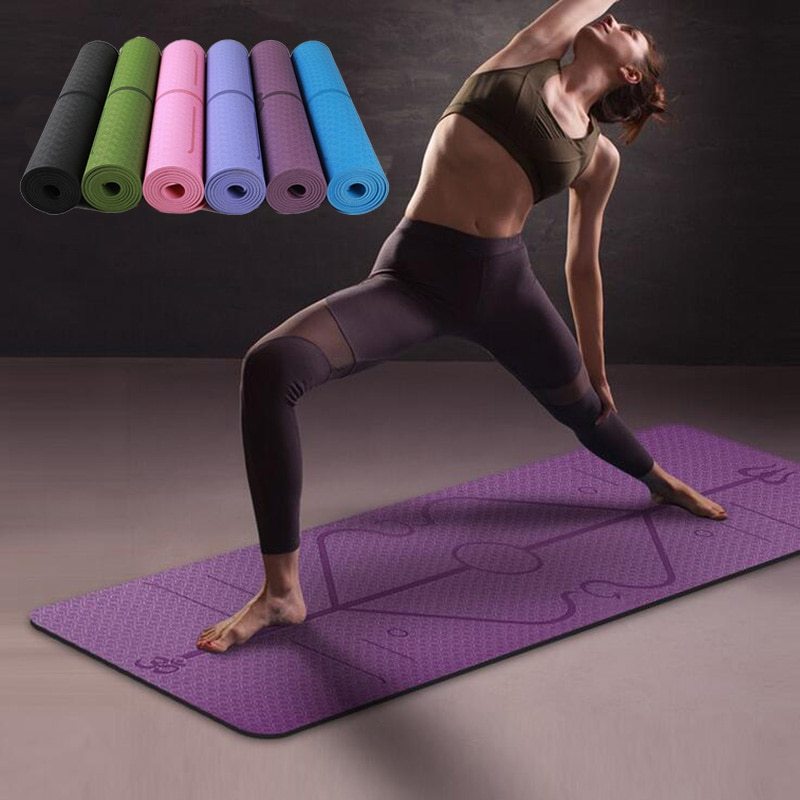 Non-Slip TPE Yoga Mat Position Line Beginner