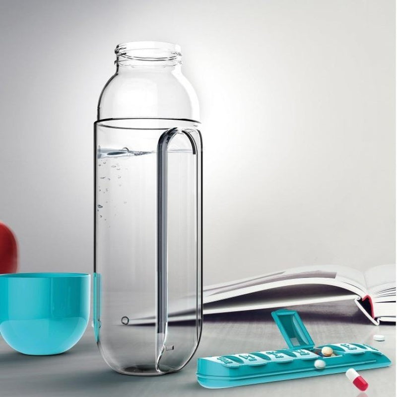 Water Bottle With Pillbox Plastic Drink Bottle with Medicine Pills Box Travel 7 Days Drug Organizer Drinking Container